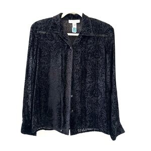 Jones New York black velvet burnout blouse size 4